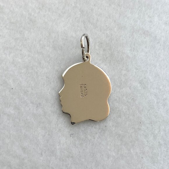 Sterling Silver 925 Female Girl Child Silhouette Profile Engravable Charm - Picture 6 of 11